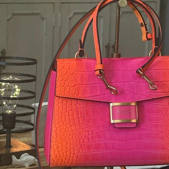 Kate Spade ♠️ New York Katy Ombré Croc Embossed Leather Medium Top Handle - Picture 8 of 16